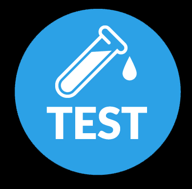 Round circle with the word TEST inside it.